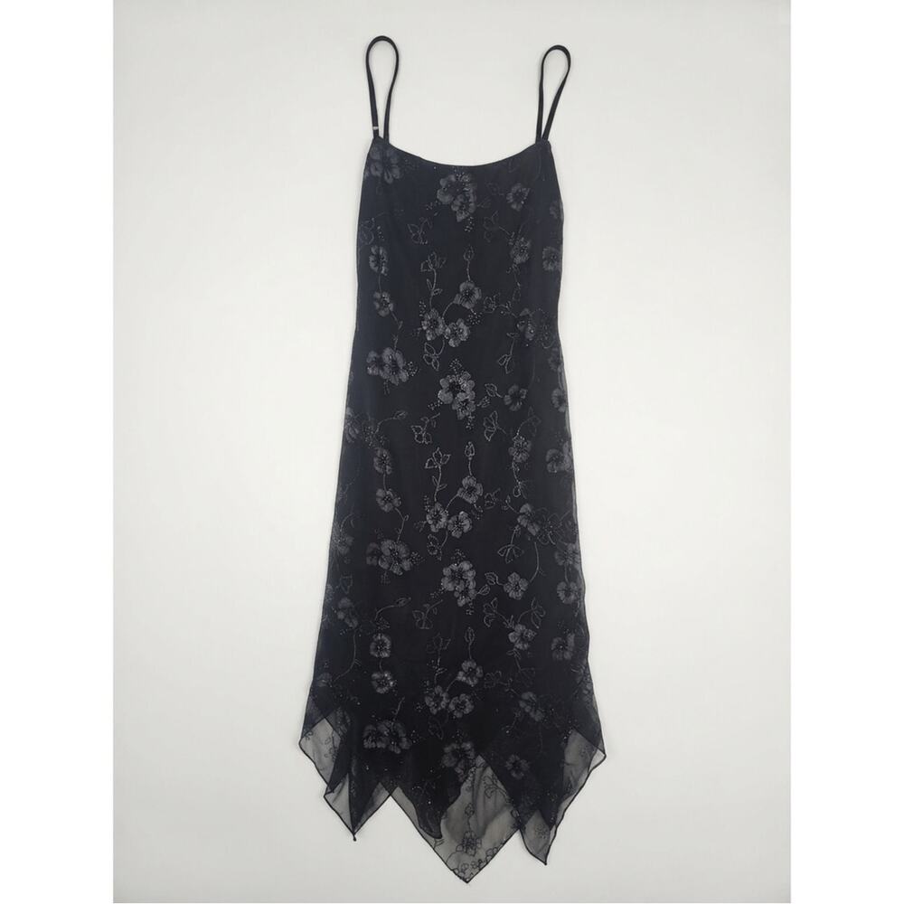 Vintage 90s City Triangles S Black Slip Dress Overlay Whismygoth Goth Fairy